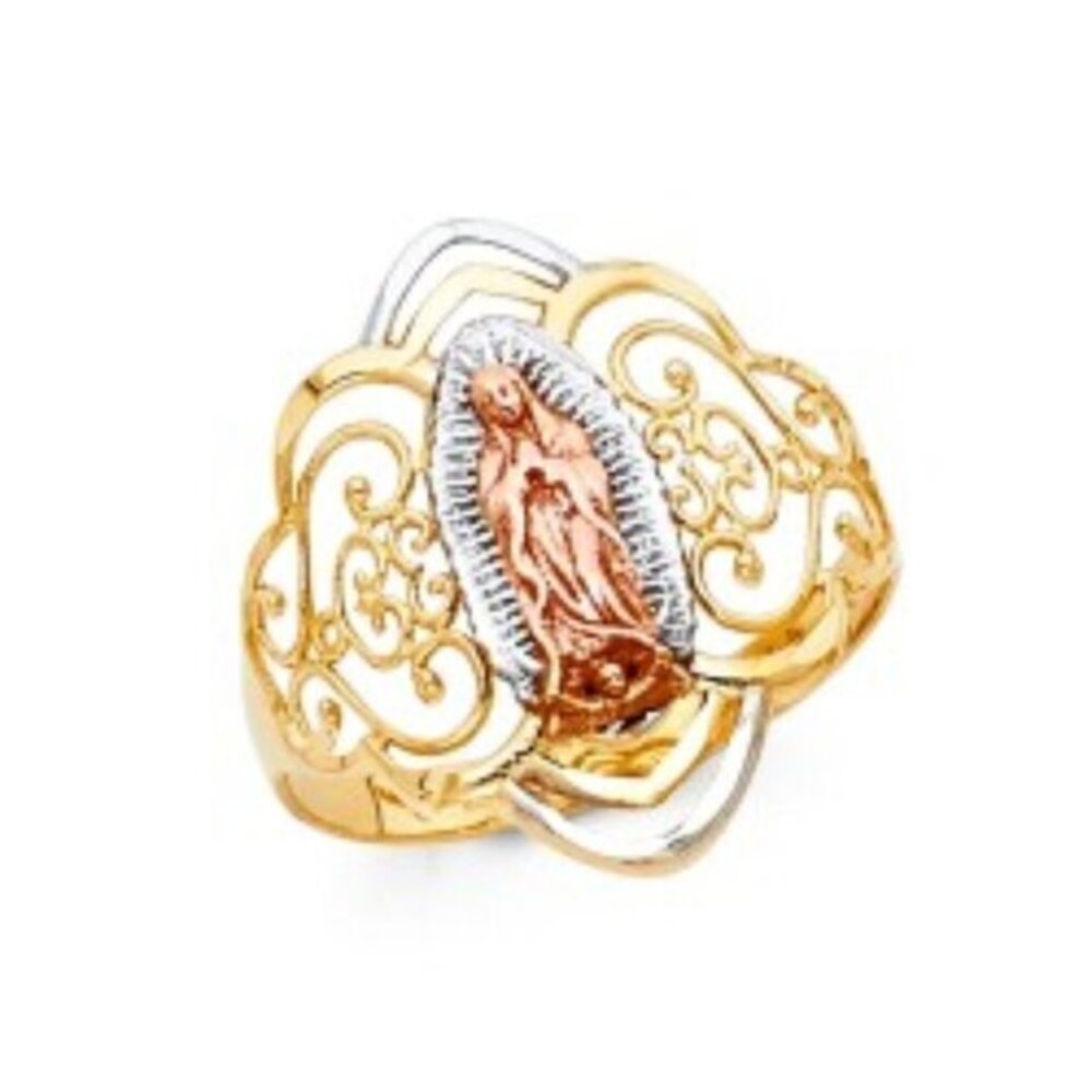 14K tri color Our Lady of Guadalupe Religious Ring